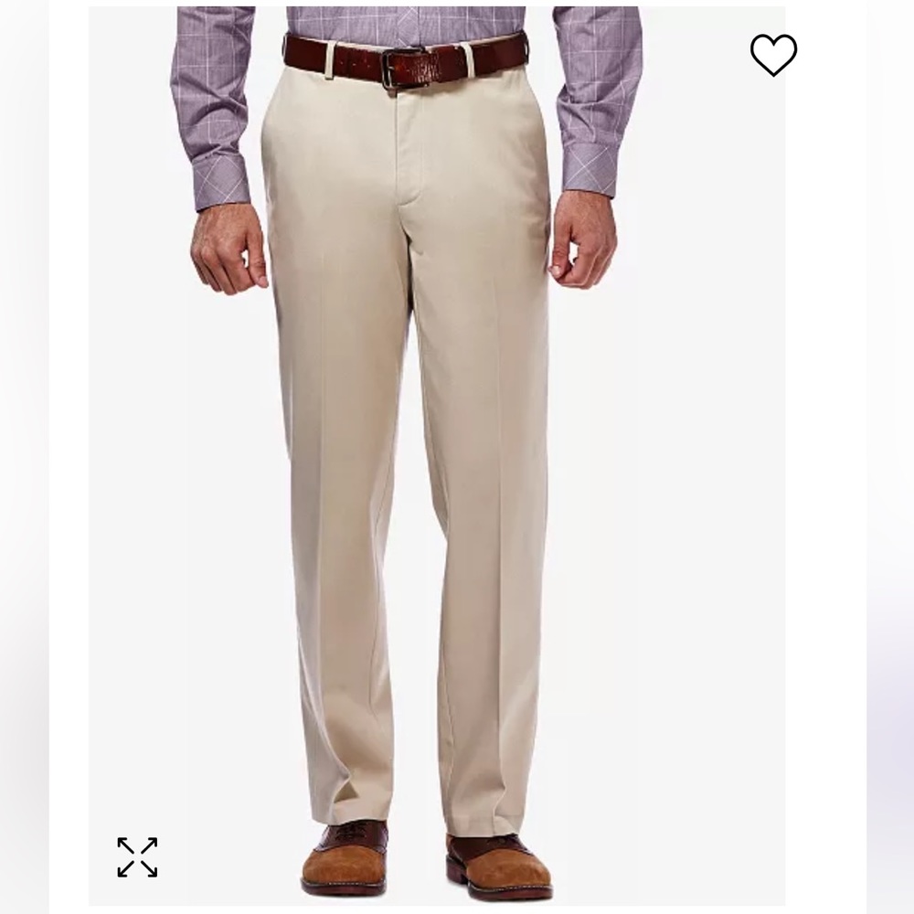 HAGGAR Premium No Iron Khaki Classic Fit Flat Front Ex Waist Pant 42x29 $80 lcsr